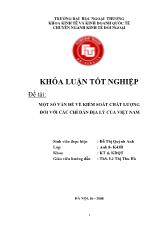 Khóa luận Một số vấn đề về kiểm soát chất lượng đối với các chỉ dẫn địa lý của Việt Nam