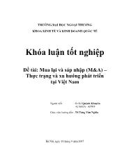 Khóa luận Mua lại và sáp nhập (M&A) – Thực trạng và xu hướng phát triển tại Việt Nam
