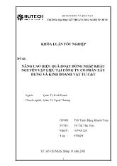 Khóa luận Nâng cao hiệu quả hoạt động nhập khẩu nguyên vật liệu tại công ty cổ phần xây dựng và kinh doanh vật tư C&T
