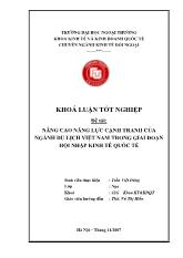 Khóa luận Nâng cao năng lực cạnh tranh của ngành du lịch Việt Nam trong giai đoạn hội nhập kinh tế quốc tế