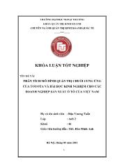 Khóa luận Phân tích mô hình quản trị chuỗi cung ứng của toyota và bài học kinh nghiệm cho các doanh nghiệp sản xuất ô tô của Việt Nam