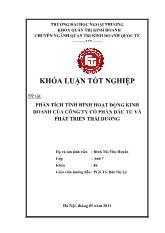 Khóa luận Phân tích tình hình hoạt động kinh doanh của công ty cổ phần đầu tư và phát triển Thái Dương