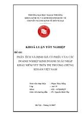 Khóa luận Phân tích và định giá cổ phiếu của các doanh nghiệp kinh doanh xuất nhập khẩu niêm yết trên thị trƣờng chứng khoán Việt Nam