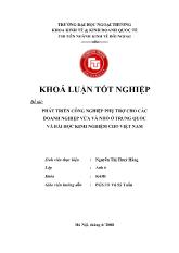 Khóa luận Phát triển công nghiệp phụ trợ cho các doanh nghiệp vừa và nhỏ ở trung quốc và bài học kinh nghiệm cho Việt Nam