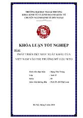 Khóa luận Phát triển dệt may xuất khẩu của Việt Nam vào thị trường mỹ hậu WTO