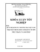 Khóa luận Quan hệ kinh tế- Thương mại Việt Nam nhật bản trong bối cảnh quốc tế mới thực trạng và giải pháp