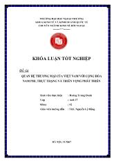 Khóa luận Quan hệ thương mại của Việt Nam với cộng hòa nam phi, thực trạng và triển vọng phát triển