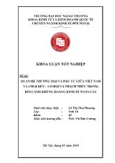 Khóa luận Quan hệ thương mại và đầu tư giữa Việt Nam và cộng hòa liên bang Đức- Cơ hội và thách thức trong bối cảnh khủng hoảng kinh tế toàn cầu