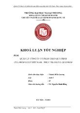 Khóa luận Quản lý công ty cổ phần theo quy định của pháp luật Việt Nam - Thực trạng và giải pháp