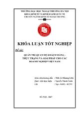 Khóa luận Quản trị quan hệ khách hàng - Thực trạng và giải pháp cho các doanh nghiệp Việt Nam