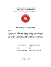 Khóa luận Quản trị vốn lưu động ròng tại công ty cổ phần xuất nhập khẩu than Coalimex