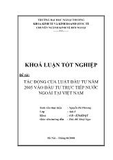Khóa luận Tác động của luật đầu tư năm 2005 vào đầu tư trực tiếp nước ngoài tại Việt Nam