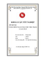 Khóa luận Tái bảo hiểm tài sản ở bảo việt: thực trạng và giải pháp