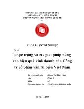 Khóa luận Thực trạng và các giải pháp nâng cao hiệu quả kinh doanh của Công ty cổ phần vận tải biển Việt Nam