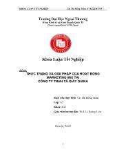 Khóa luận Thực trạng và giải pháp của họat động marketing mix tại công ty TNHH tã giấy diana