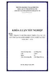 Khóa luận Thực trạng và hướng phát triển của các cơ sở ươm tạo doanh nghiệp công nghệ tại Việt Nam 2001 – 2010