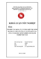Khóa luận Tìm hiểu tác động của văn hoá đến việc kinh doanh của một số công ty xuyên quốc gia (tncs) và bài học kinh nghiệm cho doanh nghiệp Việt Nam