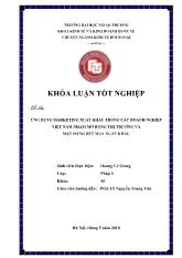 Khóa luận Ứng dụng marketing xuất khẩu trong các doanh nghiệp Việt Nam nhằm mở rộng thị trường và mặt hàng dệt may xuất khẩu