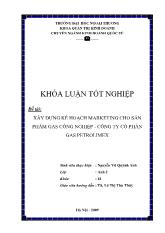 Khóa luận Xây dựng kế hoạch marketing cho sản phẩm gas công nghiệp - Công ty cổ phần gas petrolimex