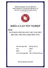 Khóa luận Xuất khẩu hàng da giầy Việt Nam thực hiện mục tiêu phát triển bền vững
