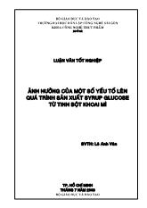 Luận văn Ảnh hưởng của một số yếu tố lên quá trình sản xuất syrup glucose từ tinh bột khoai mì