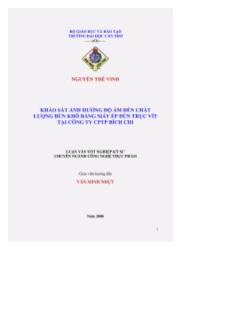 Luận văn Khảo sát ảnh hưởng độ ẩm đến chất lượng bún khô bằng máy ép đùn trục vít tại công ty cổ phẩn thực phẩm Bích Chi