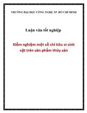 Luận văn Kiểm nghiệm một số chỉ tiêu vi sinh vật trên sản phẩm thủy sản