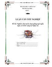 Luận văn Nghiên cứu tuyển chọn giống ngô ngắn ngày có triển vọng tại Nghệ An
