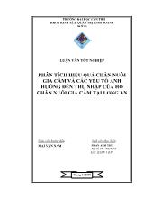 Luận văn Phân tích hiệu quả chăn nuôi gia cầm và các yếu tố ảnh hưởng đến thu nhập của hộ chăn nuôi gia cầm tại Long An