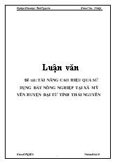 Luận văn Tài nâng cao hiệu quả sử dụng đất nông nghiệp tại xã mỹ yên huyện đại từ tỉnh Thái Nguyên
