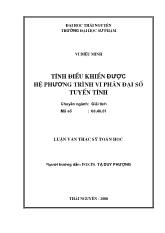 Luận văn Tính điều khiển được hệ phương trình vi phân đại số tuyến tính