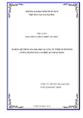 Tiểu luận Áp dụng hệ thống ISO 9001:2008 tại công ty TNHH sản xuất thương mại Thẩm Cương nhằm nâng cao hiệu quả hoạt động