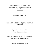 Tiểu luận Bài thảo luận Liên kết hóa học và cấu tạo phân tử
