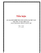Tiểu luận Các doanh nghiệp nhà nước (DNNN) tại Việt Nam nhận thức về mặt chiến lược cho xã hội trong thời kỳ chuyển tiếp