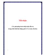 Tiểu luận Các giải pháp hoàn thiện luật đầu tư trong tình hình hội nhập quốc tế và toàn cầu hóa