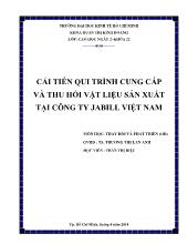 Tiểu luận Cải tiến qui trình cung cấp và thu hồi vật liệu sản xuất tại công ty jabill Việt Nam
