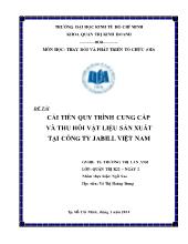 Tiểu luận Cải tiến quy trình cung cấp và thu hồi vật liệu sản xuất tại công ty jabill Việt Nam