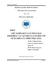Tiểu luận Chủ nghĩa duy vật nhân bản phoiơbắc và vai trò của nó đối với sự ra đời của triết học Mác