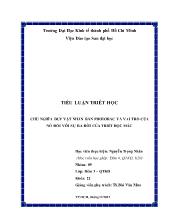 Tiểu luận Chủ nghĩa duy vật nhân bản phơiơbắc và vai trò của nó đối với sự ra đời của triết học Mác