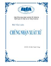 Tiểu luận Chứng nhận xuất xứ