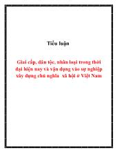 Tiểu luận Giai cấp, dân tộc, nhân loại trong thời đại hiện nay và vận dụng vào sự nghiệp xây dựng chủ nghĩa xã hội ở Việt Nam