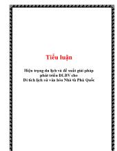 Tiểu luận Hiện trạng du lịch và đề xuất giải pháp phát triển DLBV cho Di tích lịch sử văn hóa Nhà tù Phú Quốc