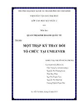 Tiểu luận Một thập kỷ thay đổi tổ chức tại unilever