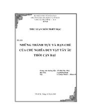Tiểu luận Những thành tựu và hạn chế của chủ nghĩa duy vật tây âu thời cận đại