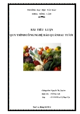 Tiểu luận Quy trình công nghệ bảo quản rau tươi