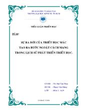 Tiểu luận Sự ra đời của triết học mác tạo ra bước ngoặt cách mạng trong lịch sử phát triển triết học