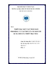Tiểu luận Triết học duy vật nhân bản phoiơbắc và vai trò của nó đối với sự ra đời của triết học Mác