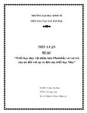 Tiểu luận Triết học duy vật nhân bản Phoiơbắc và vai trò của nó đối với sự ra đời của triết học Mác