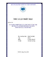 Tiểu luận Tư tưởng triết học của nho giáo và sự ảnh hưởng của nó đến đời sống văn hóa tinh thần của người việt