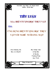 Tiểu luận Ứng dụng hiện tượng học thực vật với nghề nuôi ong mật